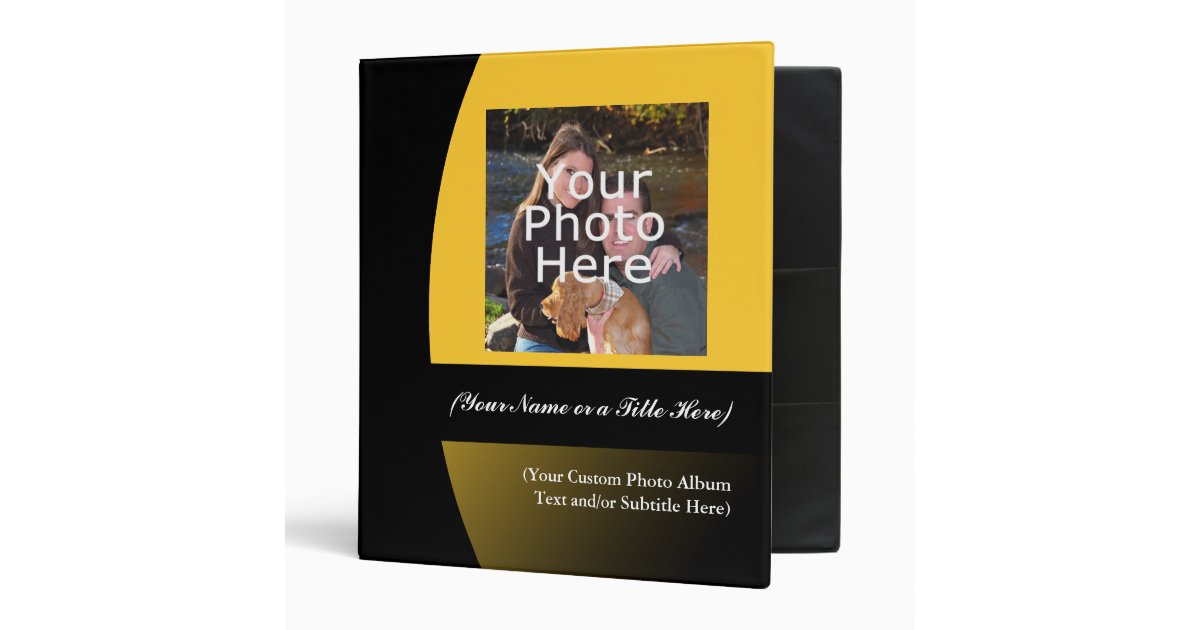 Yellow/Black Personalized Photo Album Binder Zazzle