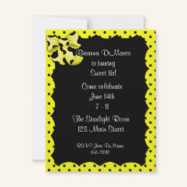 Yellow Black Polka Dot Invitation