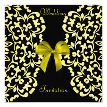 Yellow Black Pretty Lace Wedding Invites