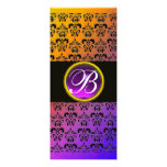 YELLOW BLACK PURPLE DAMASK AMETHYST MONOGRAM ANNOUNCEMENT