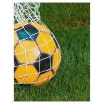 Yellow & Black Soccer Ball in Net Flyer Design