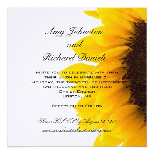 Yellow Black Sunflower Wedding Invitation