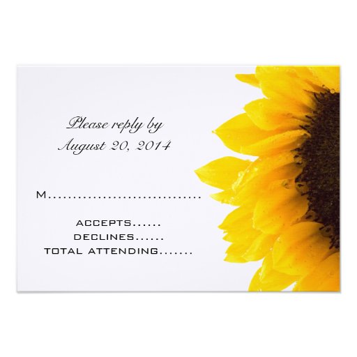 Yellow Black Sunflower Wedding RSVP Cards