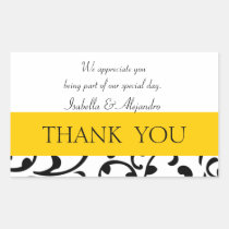Yellow, Black Wedding Favor Thank You Message stickers