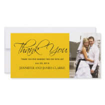 Yellow Black Wedding Thank You Photo Cards