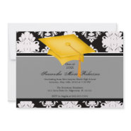 Yellow, Black, White, Custom Graduation Invitation zazzle_invitation