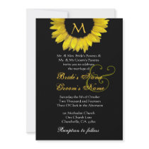 Yellow Black White Sunflower Wedding Invitation