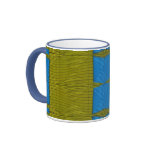 yellow blue abstract mugs