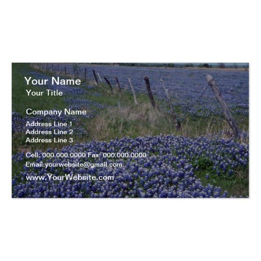 Yellow Blue bonnets flowers Business Cards (front side)