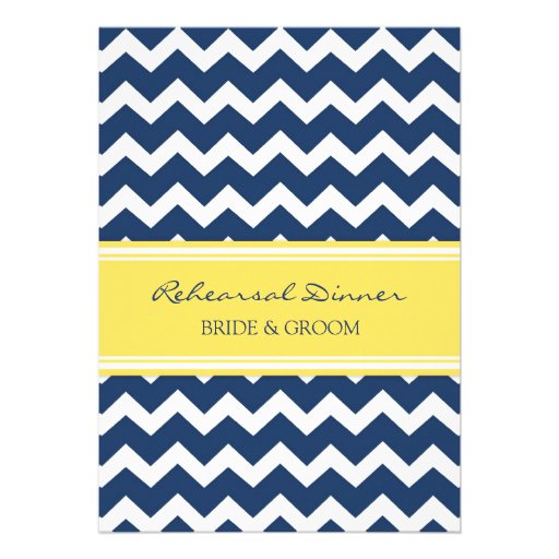 Yellow Blue Chevron Rehearsal Dinner Party Personalized Invitation