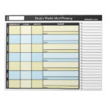 Yellow & Blue Custom Weekly Meal Planning Notepad