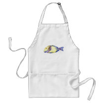 Yellow/Blue Fish Apron by ginyhogan Yellow/Blue Fish Apron