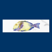 Yellow/Blue Fish Bumper Sticker bumper stickers