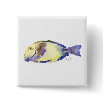 Yellow/Blue Fish Button by ginyhogan Yellow/Blue Fish Button