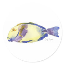 Yellow/Blue Fish Sticker by ginyhogan Yellow/Blue Fish Sticker