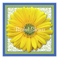 Yellow Blue Green Daisy Bridal Shower Invitation