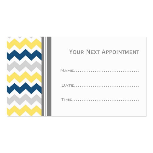 Yellow Blue Grey Chevron Salon Appointment Cards Business Card (back side)