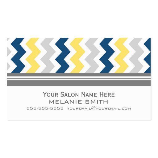Yellow Blue Grey Chevron Salon Appointment Cards Business Card (front side)
