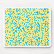 yellow blue lime cheetah mouse pad