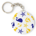 Yellow Blue Nautical Scatter Keychain