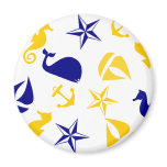Yellow Blue Nautical Scatter Fridge Magnet