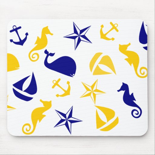 Yellow Blue Nautical Scatter Mouse Pads