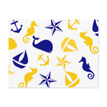 Yellow Blue Nautical Scatter postcards by trennea Yellow Blue Nautical Scatter postcards