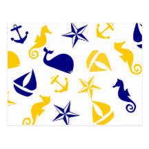 Yellow Blue Nautical Scatter Postcards