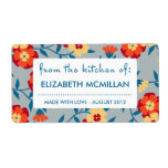 Yellow, Blue & Orange Modern Floral Canning Labels
