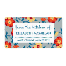 Yellow, Blue & Orange Modern Floral Canning Labels