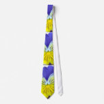 Yellow Blue Pansy Flower Tie