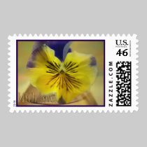 Yellow / Blue Pansy stamp with Golden Text stamps