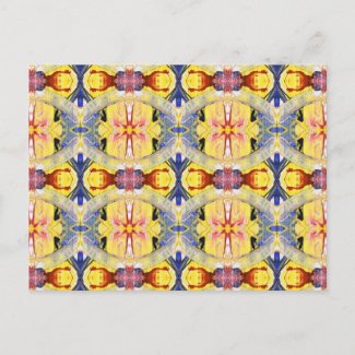 Yellow Blue Red Kaleidoscope design postcard