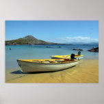 yellow boats on golden irish beach print