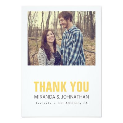 Yellow Bold Photo Wedding Thank You Cards