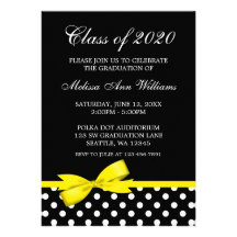 Yellow Bow Polka Dots Graduation Announcement