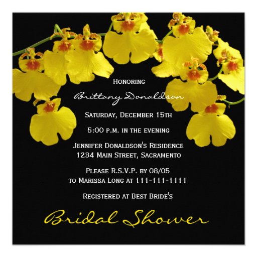 Yellow Bridal Shower Invitation -- Yellow Orchids