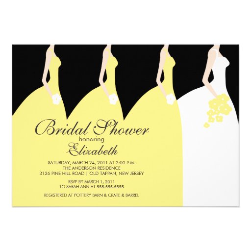Yellow Bride Bridesmaids Bridal Shower Invitation