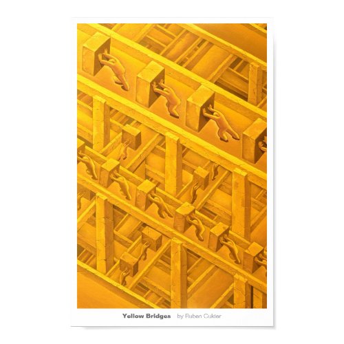 Yellow Bridges Surreal Art print poster