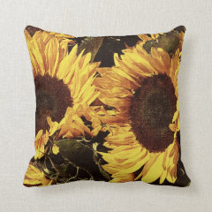 yellow bright sunflowers throw pillows