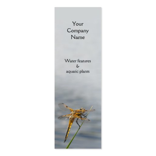 Yellow brown dragonfly business card (front side)