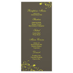 Yellow &amp; Brown Floral Decal Reception Menu Full Color Rack Card