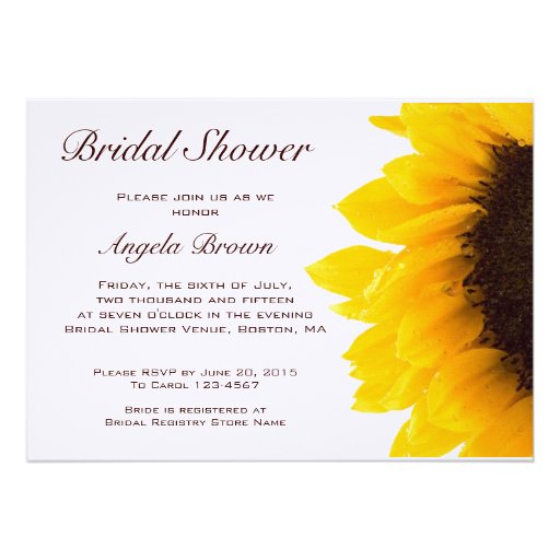 Yellow Brown Sunflower Bridal Shower Invitation