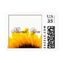 Yellow Brown Sunflower Wedding Thank You Postage