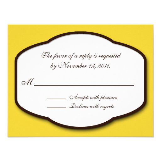 Yellow Brown & White Reply / RSVP Cards Personalized Announcements
