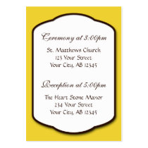 Yellow Brown & White Wedding Guest Reference Card Business Cards