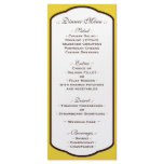 Yellow Brown & White Wedding Reception Menus rack cards