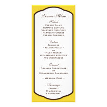Yellow Brown & White Wedding Reception Menus Custom Rack Card