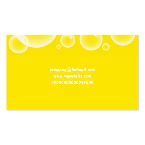 Yellow Bubbles, Company Name Business Card Templates (back side)