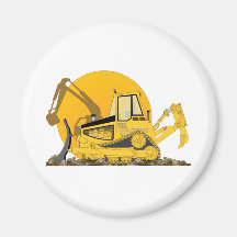 Yellow Bulldozer Sun Fridge Magnets